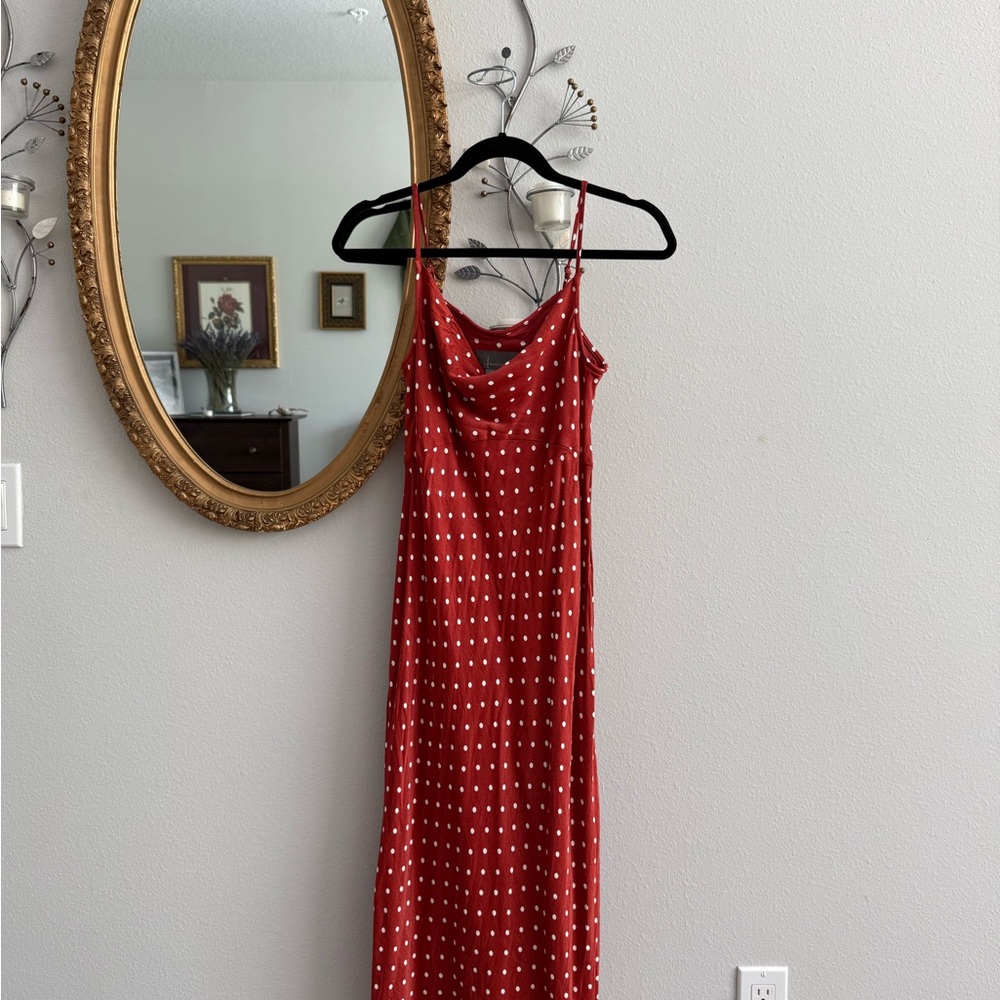 Anthropologie Red Slip Dress with Spaghetti Straps